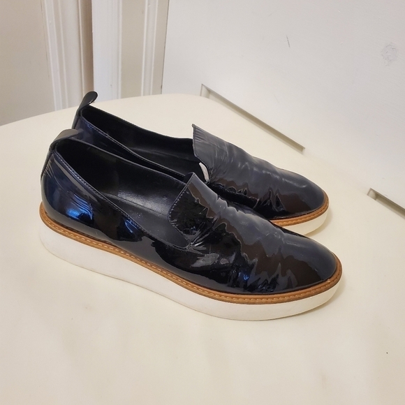 VINCE SANDERS BLACK PATENT LEATHER PLATFORM LOAFERS SIZE 10M - Picture 11 of 14